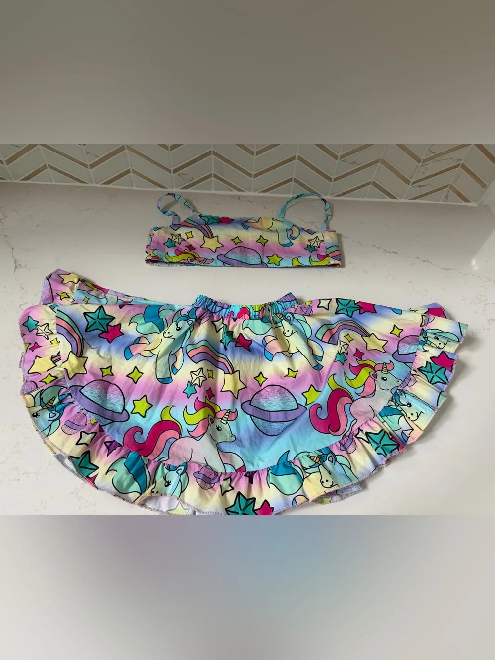 wild rich kids skirt &  top unicorn print sz  4brand new